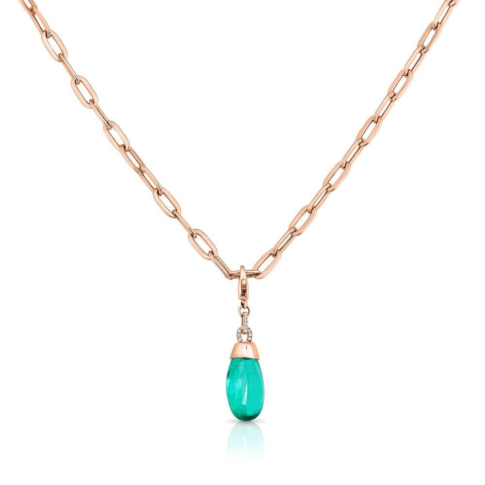 Long Rose Gold and Emerald Link Chain