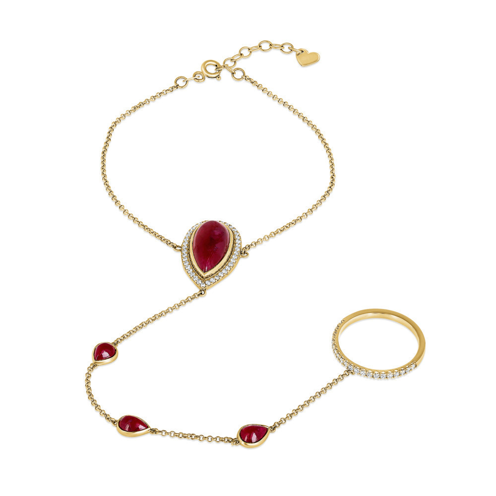 ruby cabochon bracelet with diamonds
