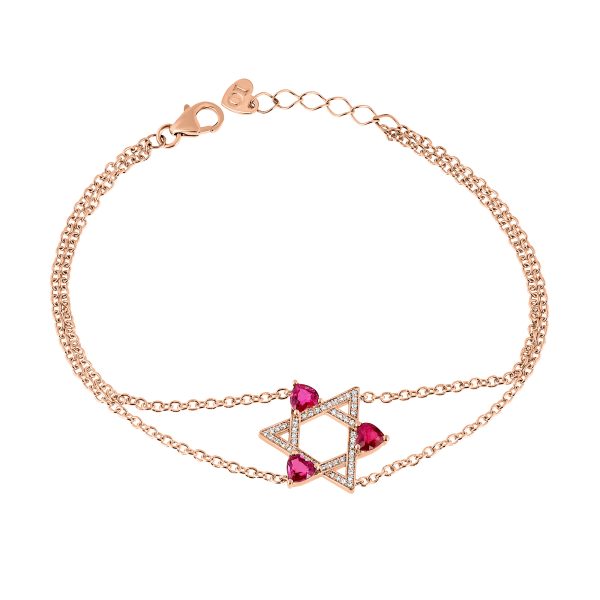 ruby heart shape 'star of david' bracelet