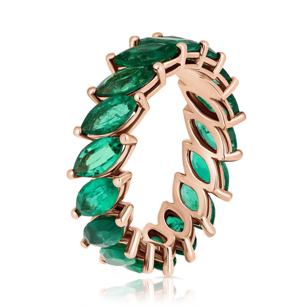 marquise shape emeralds eternity ring