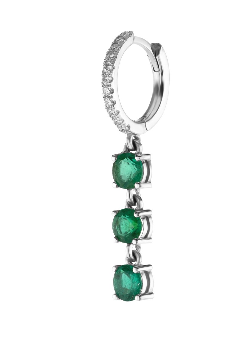 Single 3-Emerald Chandelier Earring