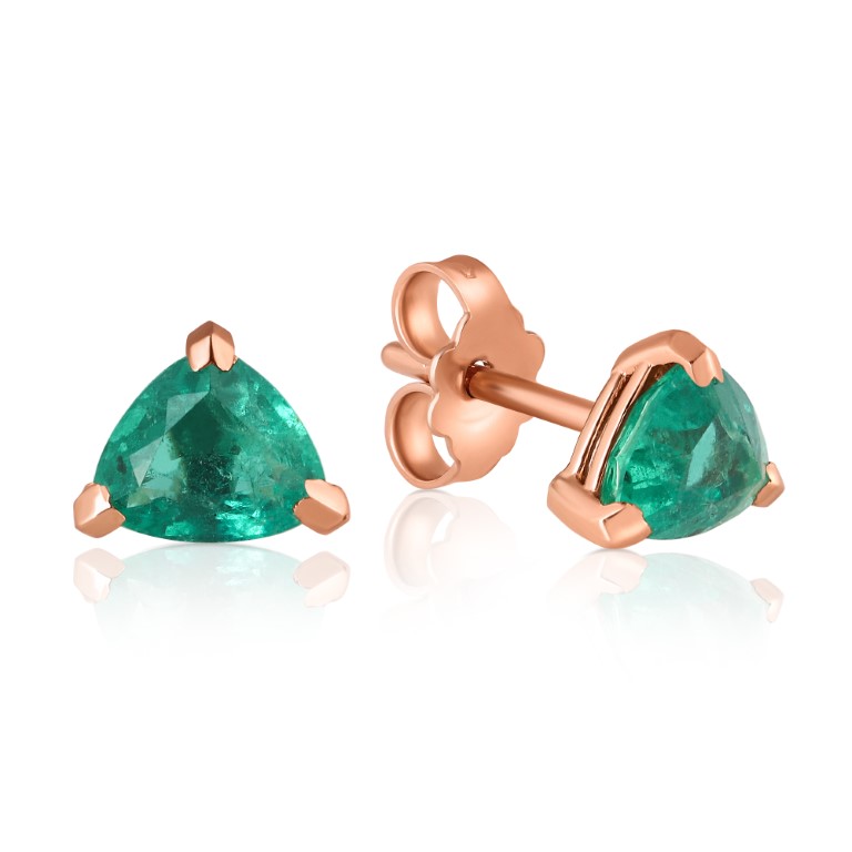 Single Emerald Triangle Stud Earring