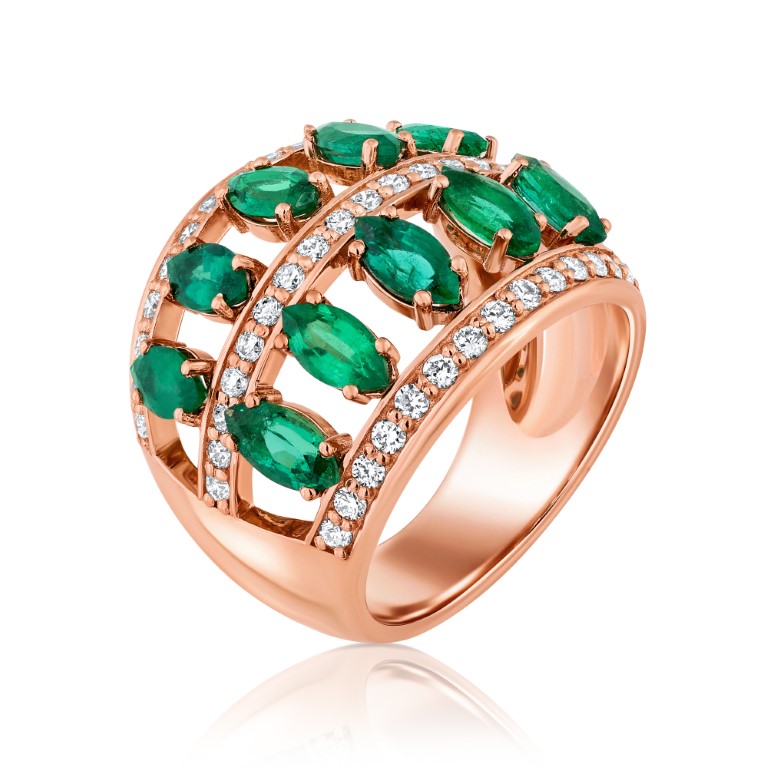 Double Dash Emerald Ring