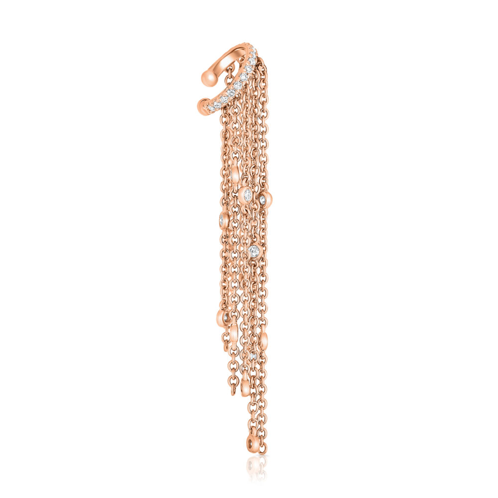 Rose gold single helix earring with diamonds