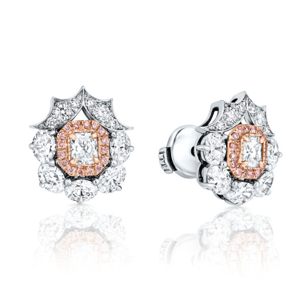radiant and oval diamonds earringns