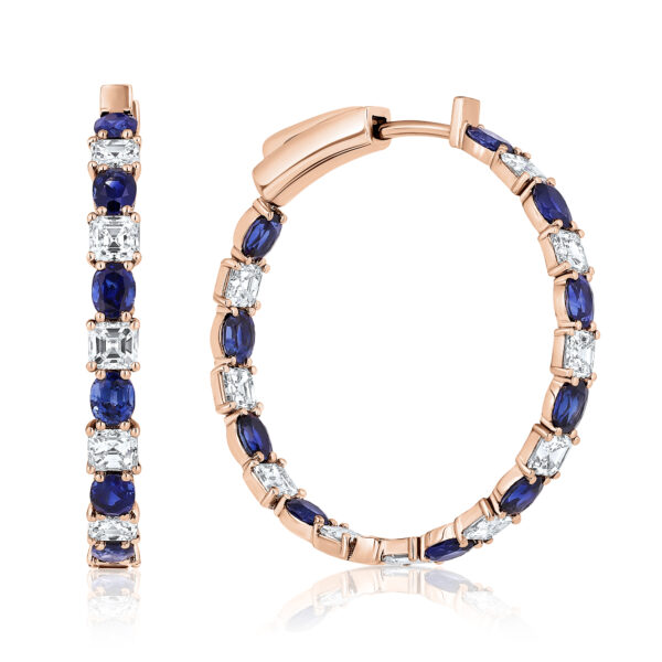Sapphire and Diamond hoop Earrings