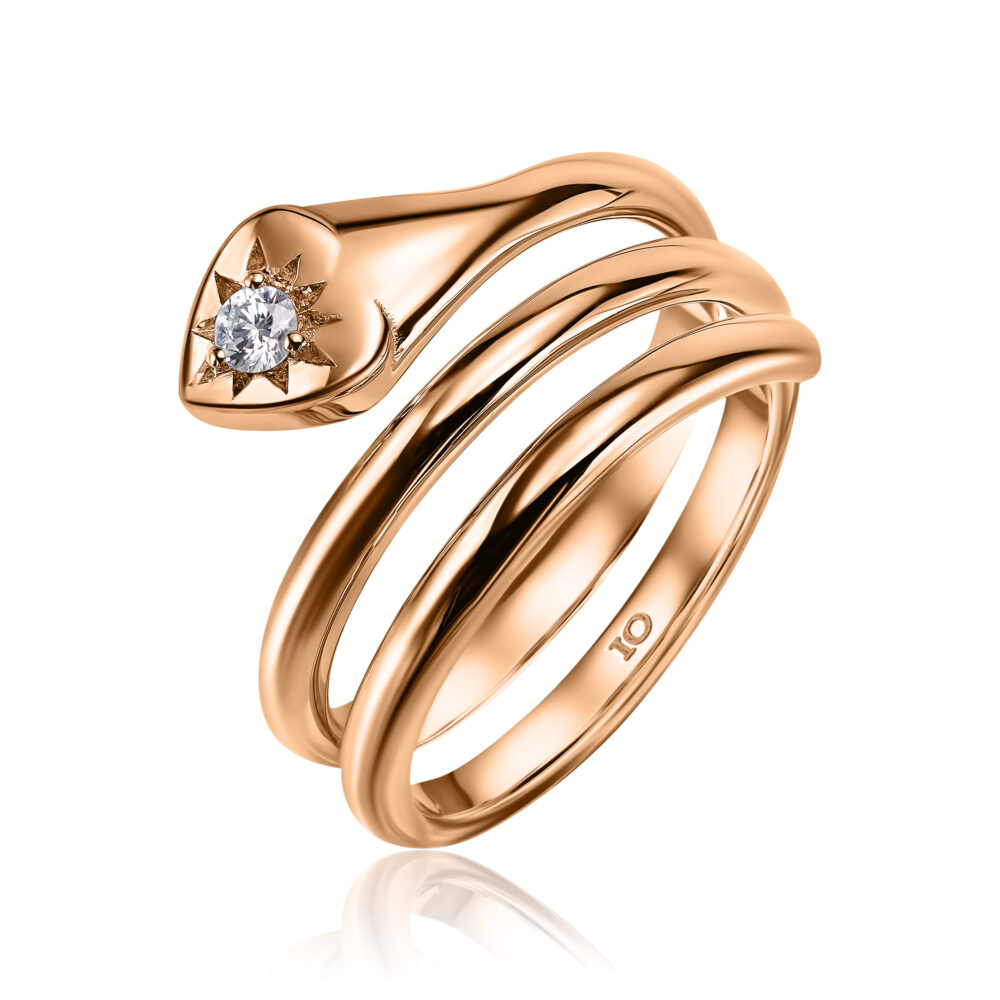 heart spiral pinky ring with a diamond