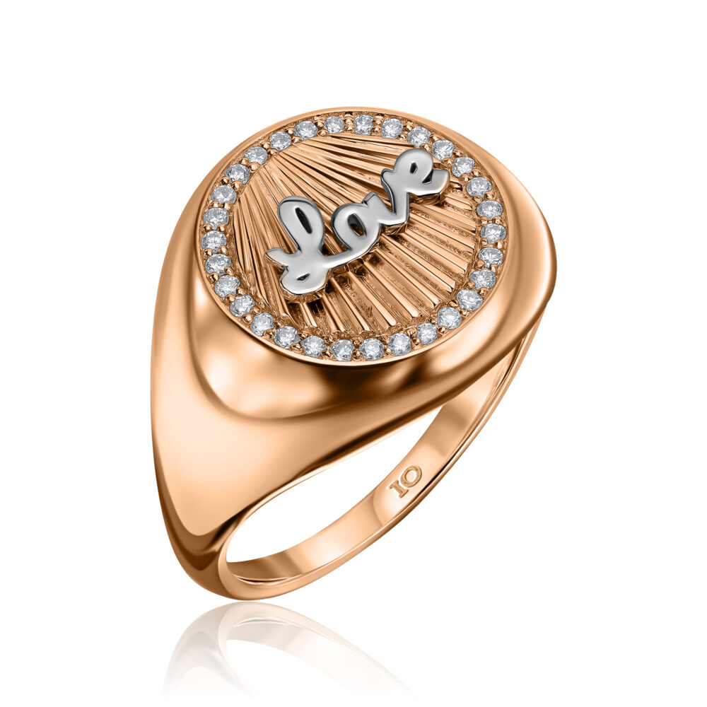 love signet ring with diamonds