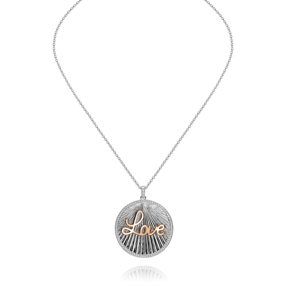 love medal and diamonds necklace