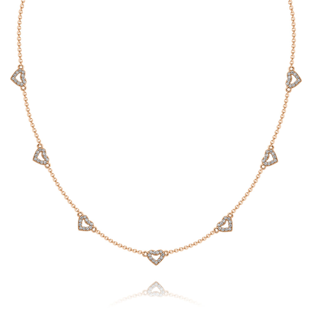mini diamonds hearts necklace