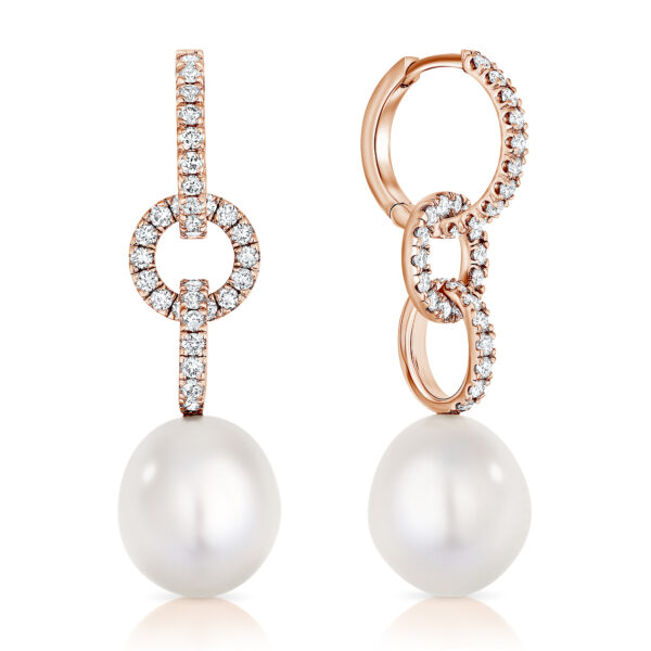 large pearls and diamond earrings